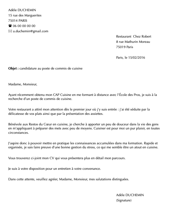 Exemple 1 de lettre de motivation Exemple 1 de lettre de motivation